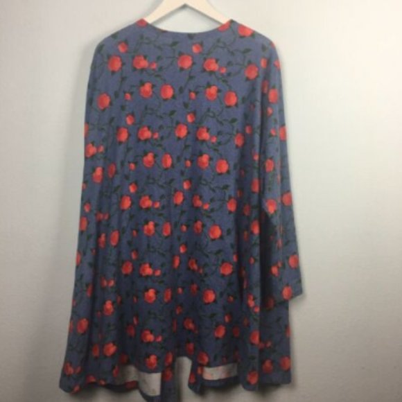 LuLaRoe Caroline Cardigan Sweater 2XL Blue w Red - Picture 2 of 6